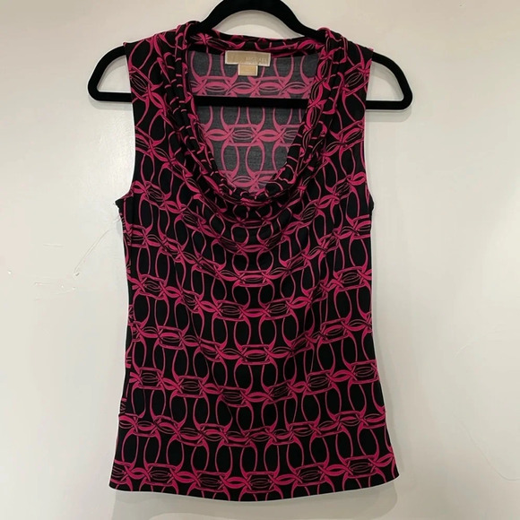 Michael Kors Black and Pink Cowl Neck Top Size Medium - Picture 1 of 4